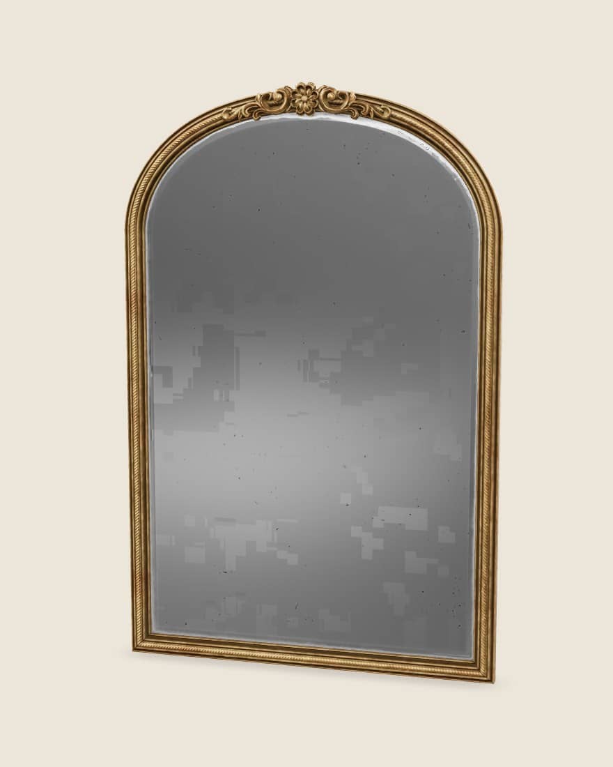 Clerkenwell ornate gilt mirror with arched bevelled glass