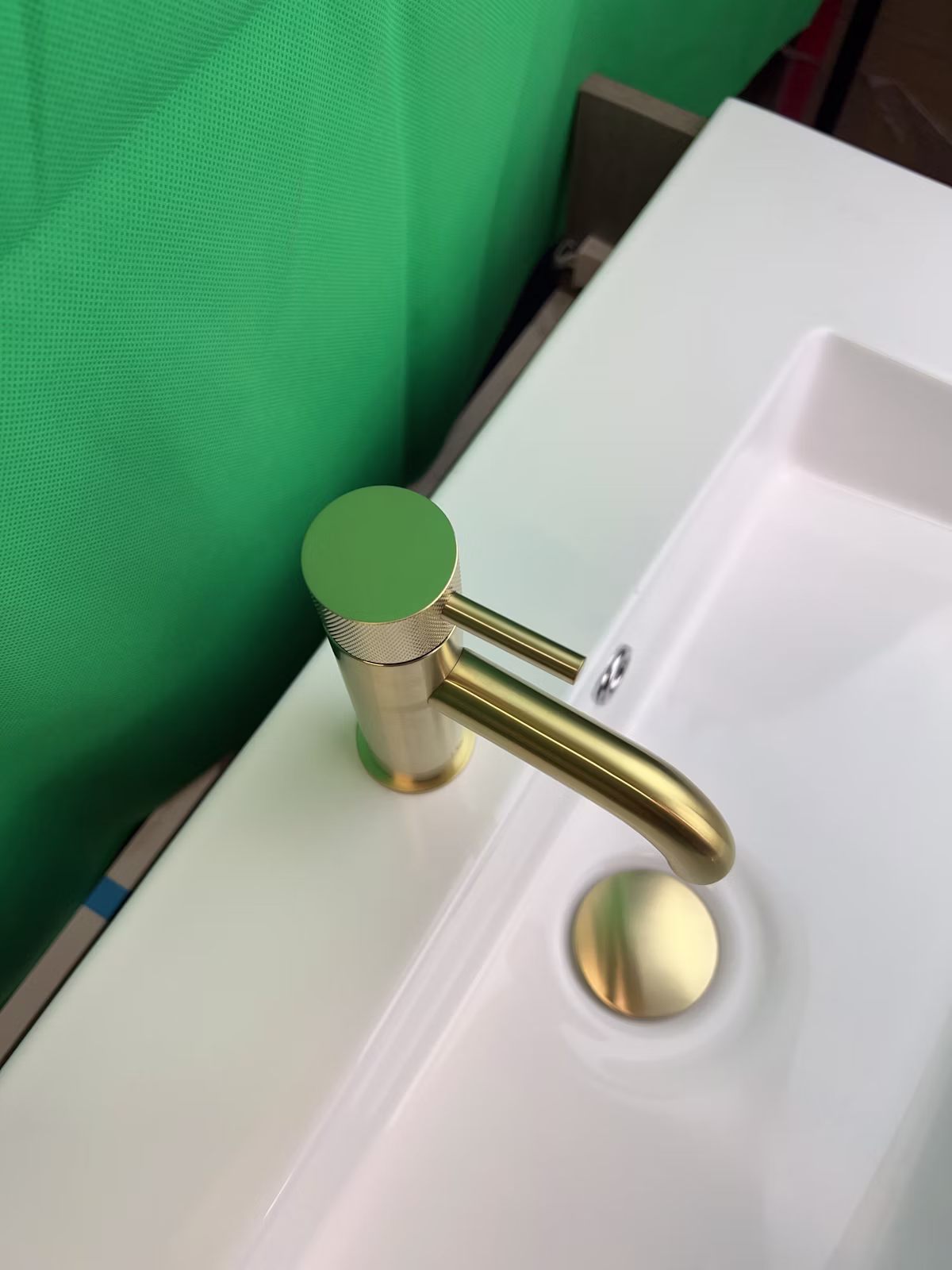 Marlow tall basin mixer in brushed brass with raised spout