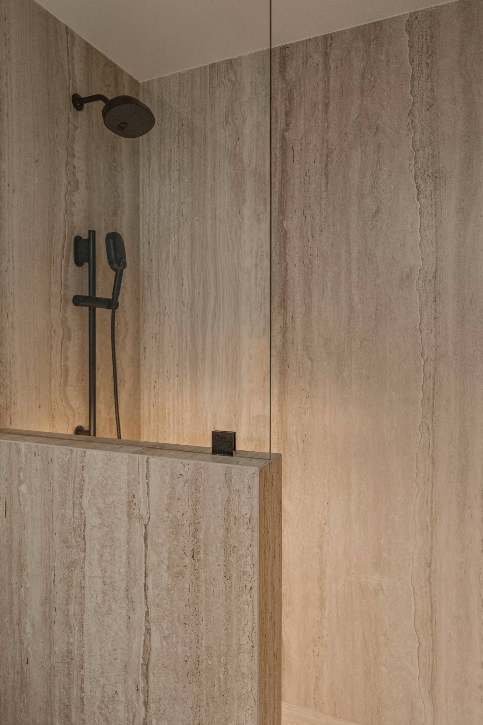Fjord 300mm slim stainless steel rainfall shower head in brushed brass